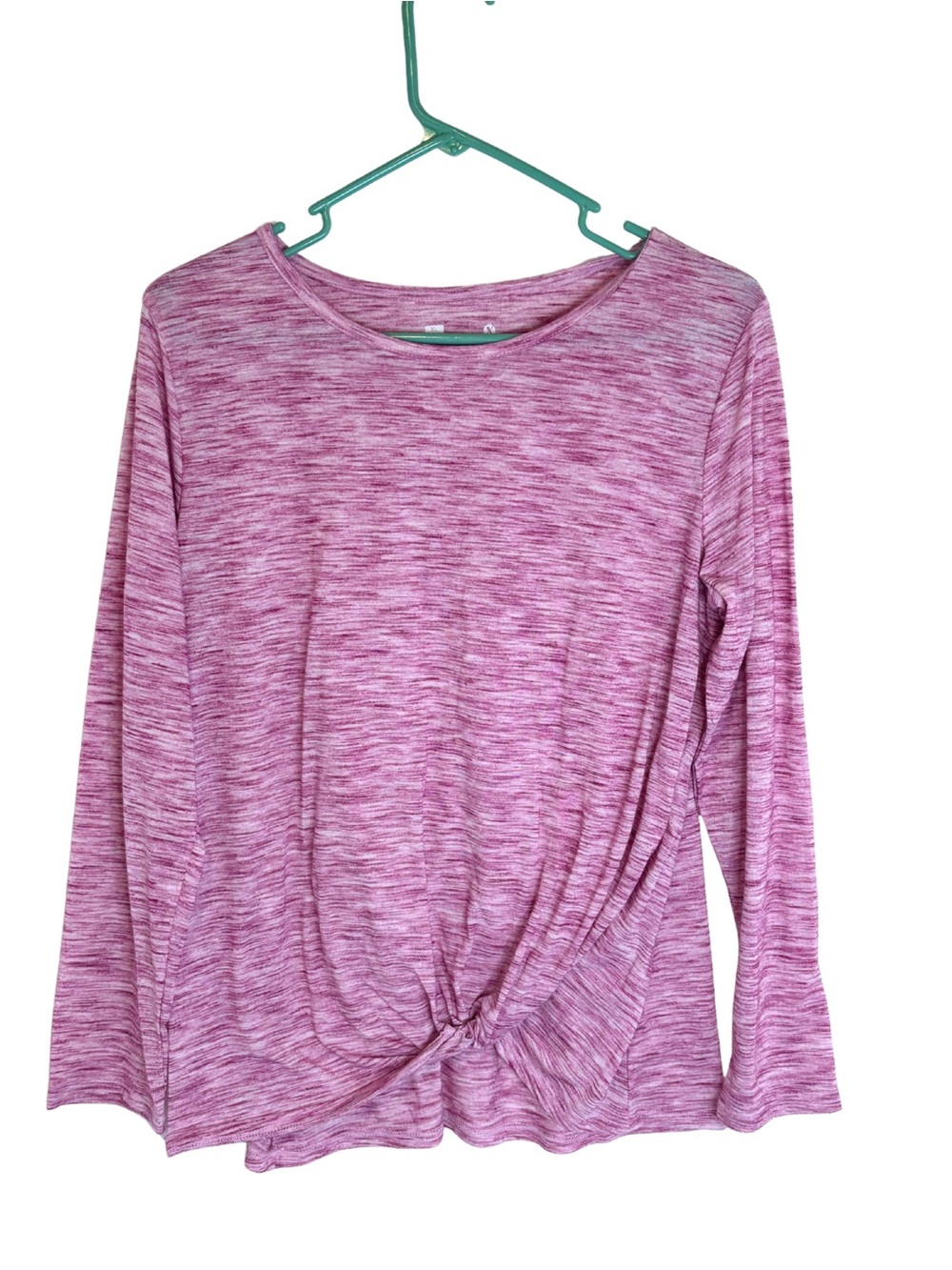 3/$20 Xersion Heathered Pink Long-Sleeve Knot Front Shirt